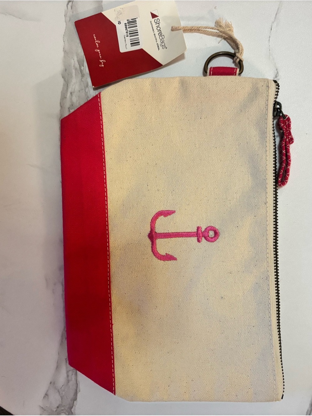 ShoreBags Canvas Anchor Pouch in Pink and Natural